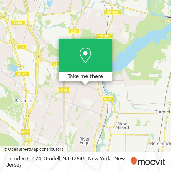 Camden CR-74, Oradell, NJ 07649 map