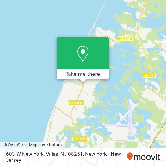 Mapa de 603 W New York, Villas, NJ 08251