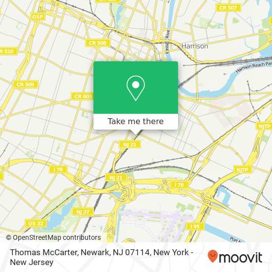 Mapa de Thomas McCarter, Newark, NJ 07114