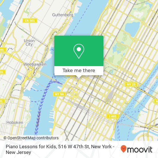 Piano Lessons for Kids, 516 W 47th St map