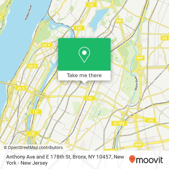 Mapa de Anthony Ave and E 178th St, Bronx, NY 10457