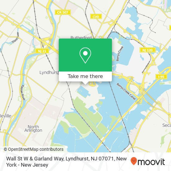 Mapa de Wall St W & Garland Way, Lyndhurst, NJ 07071