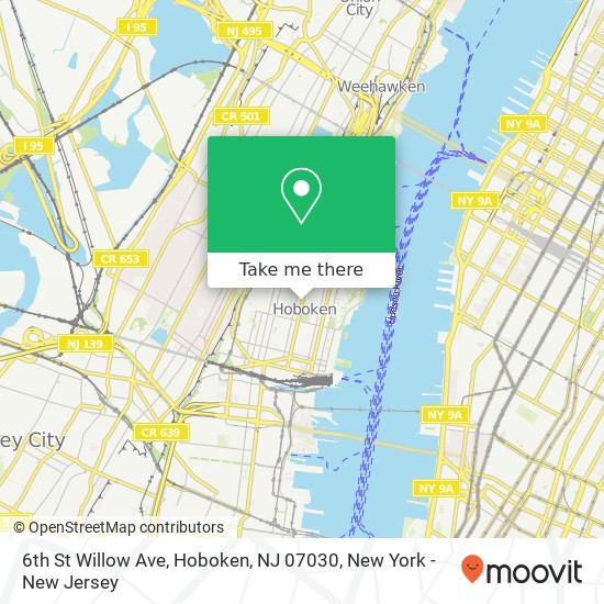 Mapa de 6th St Willow Ave, Hoboken, NJ 07030