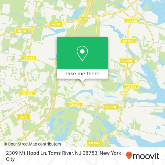 Mapa de 2309 Mt Hood Ln, Toms River, NJ 08753