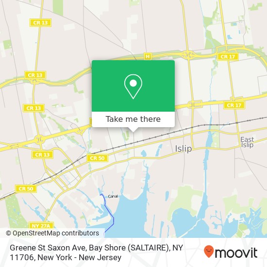 Mapa de Greene St Saxon Ave, Bay Shore (SALTAIRE), NY 11706