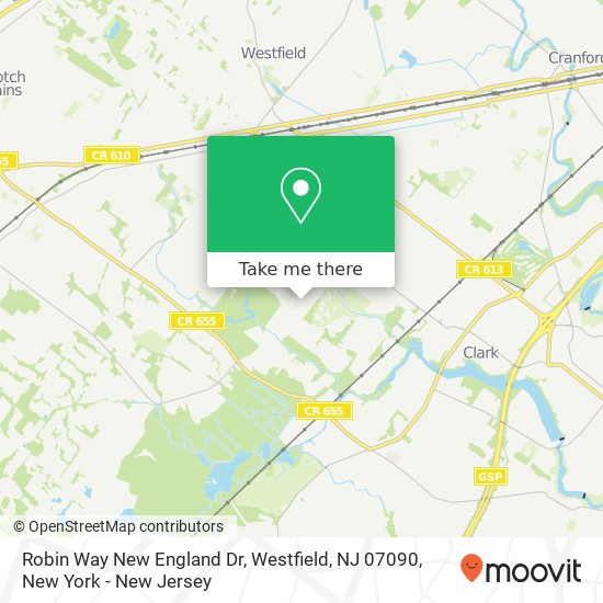 Robin Way New England Dr, Westfield, NJ 07090 map