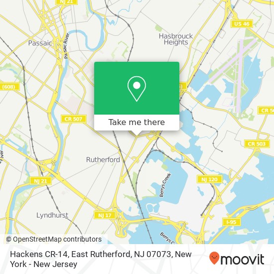 Mapa de Hackens CR-14, East Rutherford, NJ 07073