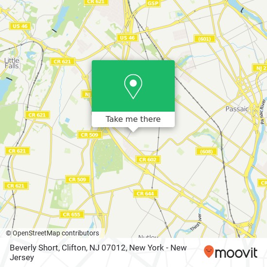 Mapa de Beverly Short, Clifton, NJ 07012