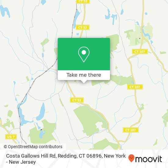 Mapa de Costa Gallows Hill Rd, Redding, CT 06896