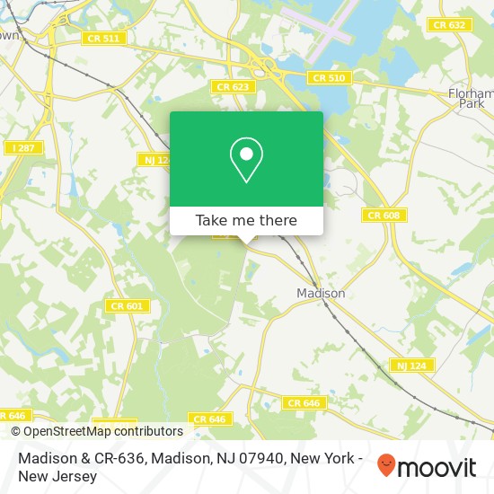 Mapa de Madison & CR-636, Madison, NJ 07940
