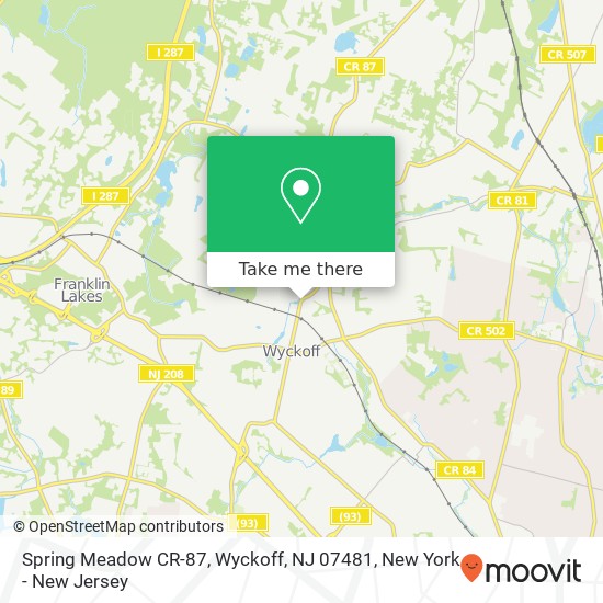 Spring Meadow CR-87, Wyckoff, NJ 07481 map