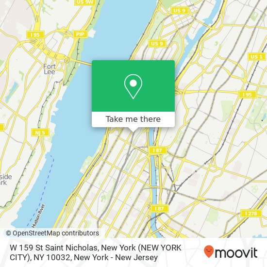Mapa de W 159 St Saint Nicholas, New York (NEW YORK CITY), NY 10032