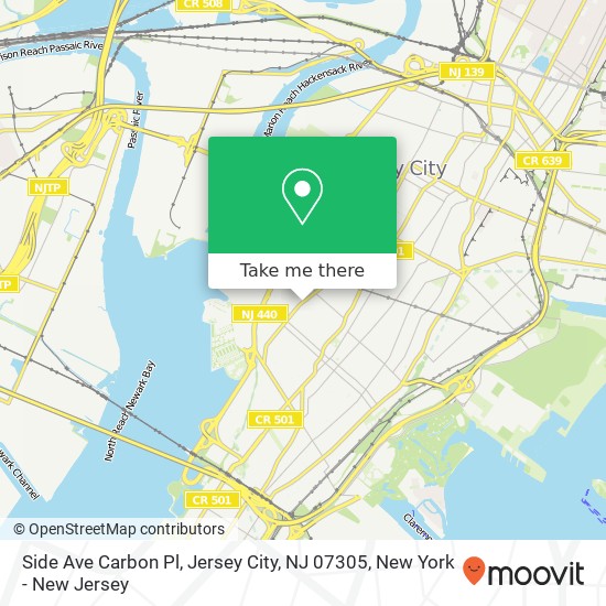 Mapa de Side Ave Carbon Pl, Jersey City, NJ 07305