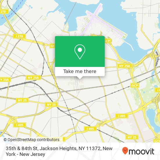 Mapa de 35th & 84th St, Jackson Heights, NY 11372