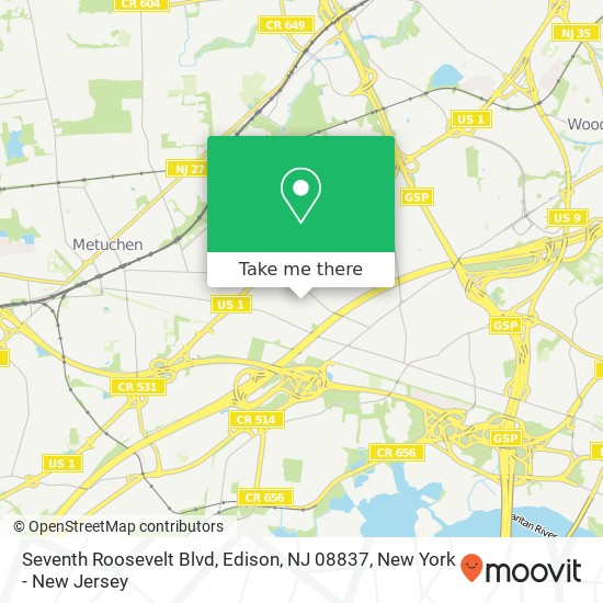 Mapa de Seventh Roosevelt Blvd, Edison, NJ 08837