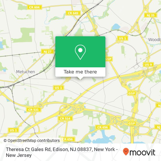 Mapa de Theresa Ct Gales Rd, Edison, NJ 08837