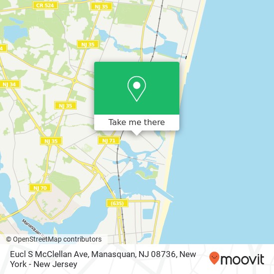 Mapa de Eucl S McClellan Ave, Manasquan, NJ 08736