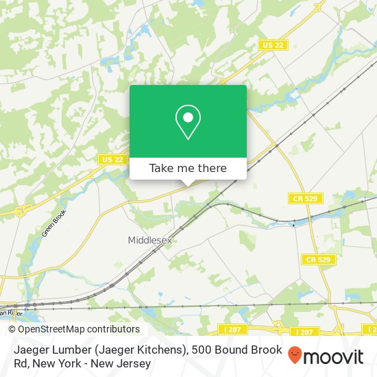 Mapa de Jaeger Lumber (Jaeger Kitchens), 500 Bound Brook Rd