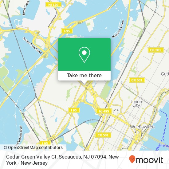 Mapa de Cedar Green Valley Ct, Secaucus, NJ 07094