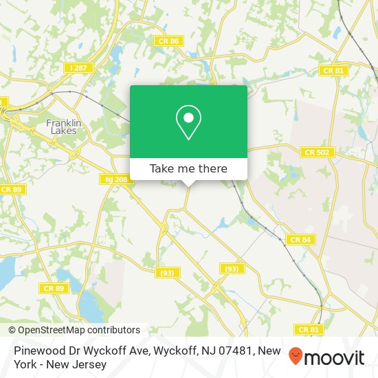 Mapa de Pinewood Dr Wyckoff Ave, Wyckoff, NJ 07481
