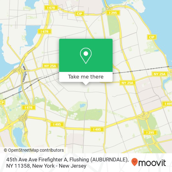 Mapa de 45th Ave Ave Firefighter A, Flushing (AUBURNDALE), NY 11358