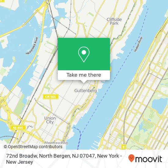 Mapa de 72nd Broadw, North Bergen, NJ 07047