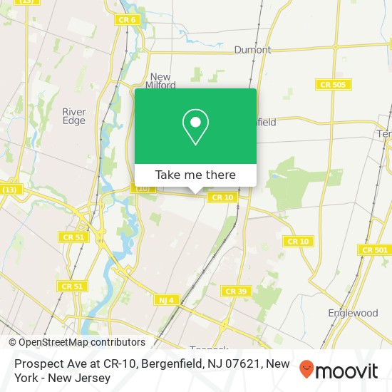 Mapa de Prospect Ave at CR-10, Bergenfield, NJ 07621