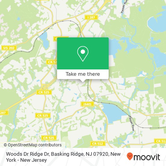 Mapa de Woods Dr Ridge Dr, Basking Ridge, NJ 07920