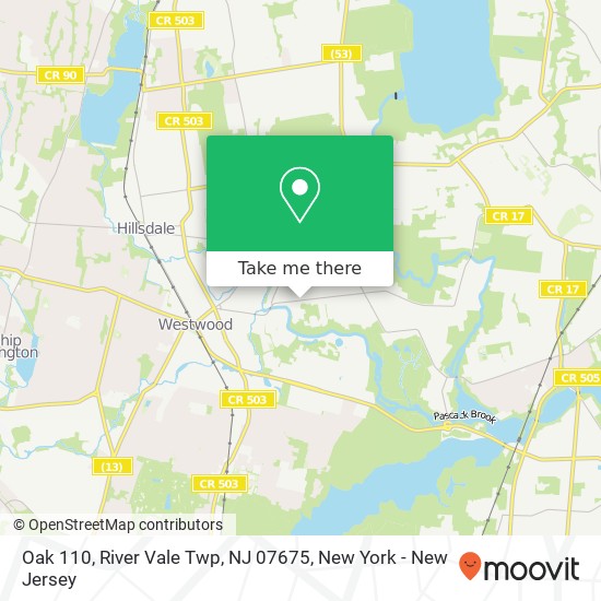 Mapa de Oak 110, River Vale Twp, NJ 07675