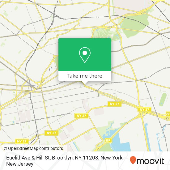 Euclid Ave & Hill St, Brooklyn, NY 11208 map
