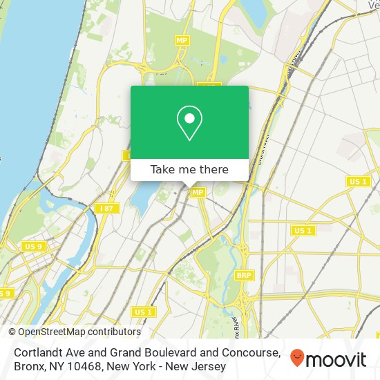 Cortlandt Ave and Grand Boulevard and Concourse, Bronx, NY 10468 map
