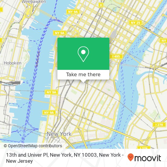 Mapa de 13th and Univer Pl, New York, NY 10003