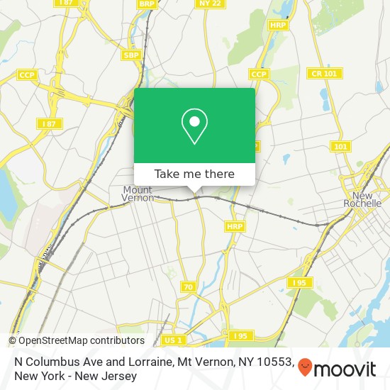 Mapa de N Columbus Ave and Lorraine, Mt Vernon, NY 10553