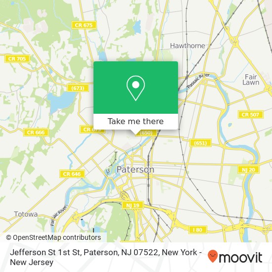 Mapa de Jefferson St 1st St, Paterson, NJ 07522