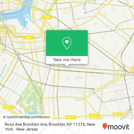 Mapa de Ross Ave Brooklyn Ave, Brooklyn, NY 11216