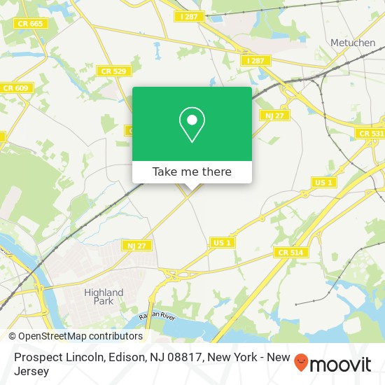 Mapa de Prospect Lincoln, Edison, NJ 08817