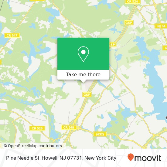 Mapa de Pine Needle St, Howell, NJ 07731