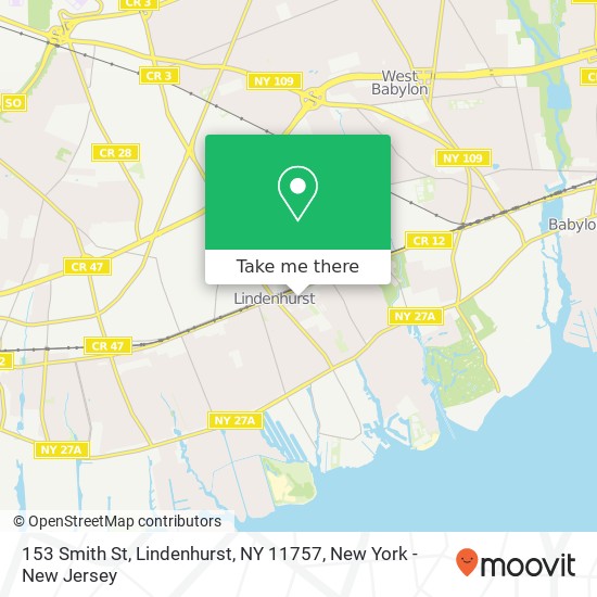 Mapa de 153 Smith St, Lindenhurst, NY 11757