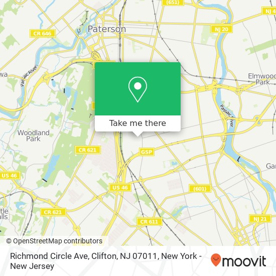 Richmond Circle Ave, Clifton, NJ 07011 map