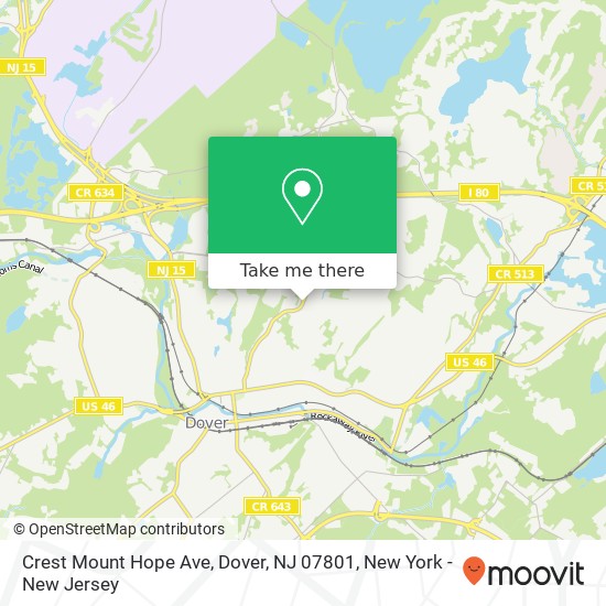 Mapa de Crest Mount Hope Ave, Dover, NJ 07801