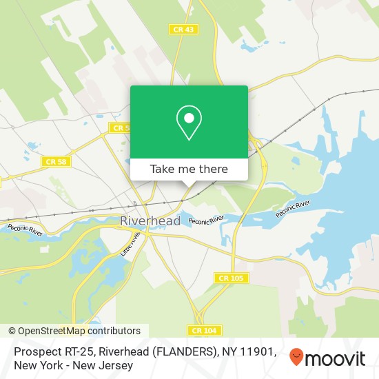 Mapa de Prospect RT-25, Riverhead (FLANDERS), NY 11901