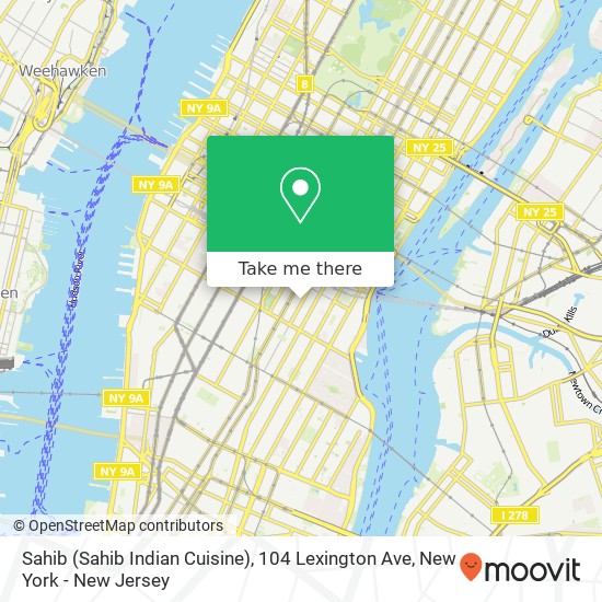 Mapa de Sahib (Sahib Indian Cuisine), 104 Lexington Ave