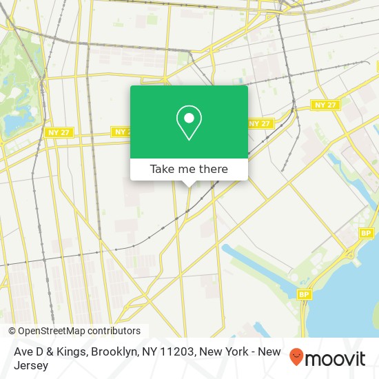 Mapa de Ave D & Kings, Brooklyn, NY 11203