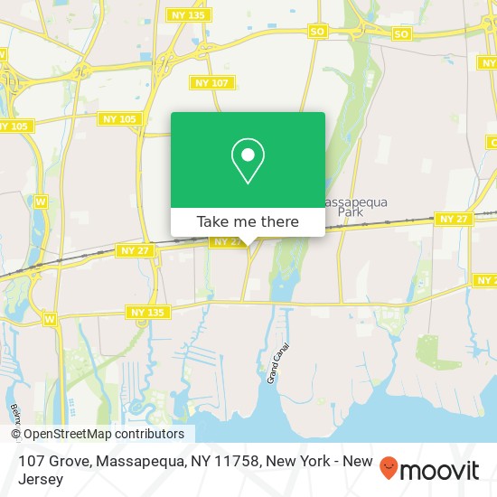 Mapa de 107 Grove, Massapequa, NY 11758