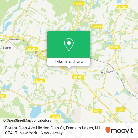 Mapa de Forest Glen Ave Hidden Glen Ct, Franklin Lakes, NJ 07417