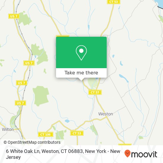 Mapa de 6 White Oak Ln, Weston, CT 06883