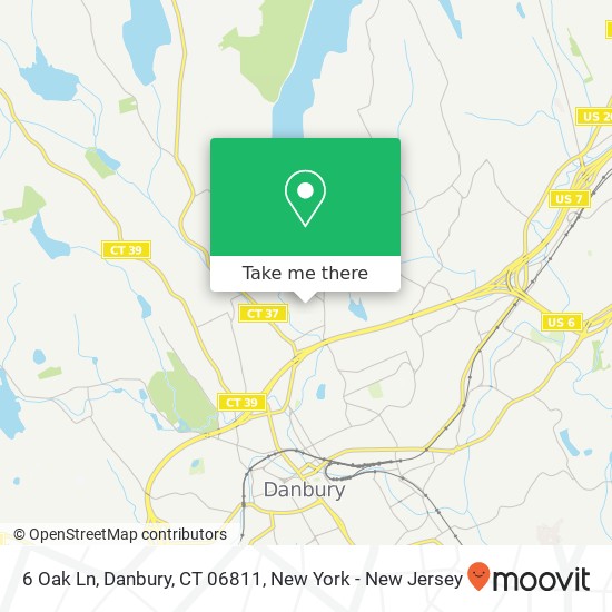 Mapa de 6 Oak Ln, Danbury, CT 06811