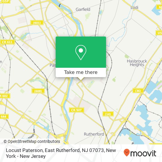 Mapa de Locust Paterson, East Rutherford, NJ 07073