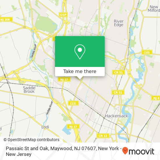 Mapa de Passaic St and Oak, Maywood, NJ 07607