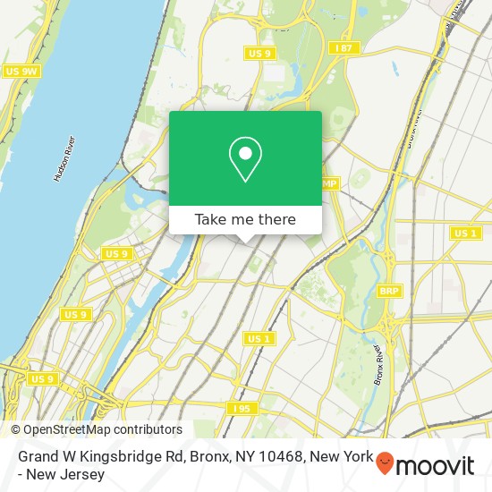 Mapa de Grand W Kingsbridge Rd, Bronx, NY 10468